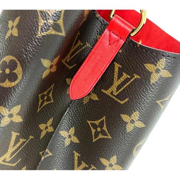 Louis Vuitton Brown Monogram Red Neonoe Bucket Bag Shoulder Tote - Picture 13 of 13